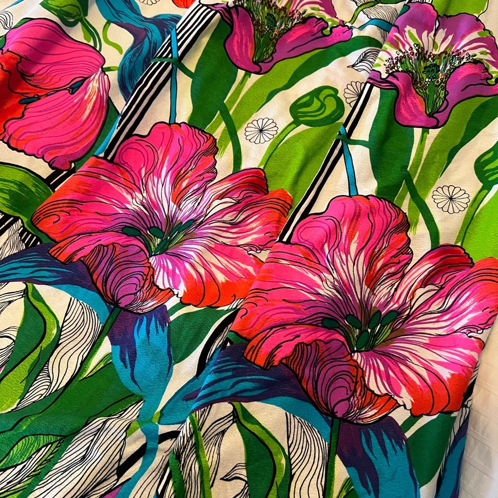 Vintage wrap skirt - vibrant floral/black/white
